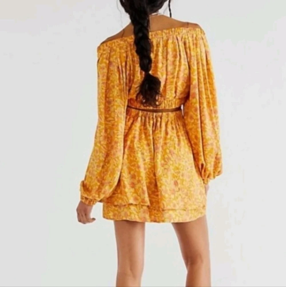 Free People Jael Printed Mini Dress In Golden Combo sz S